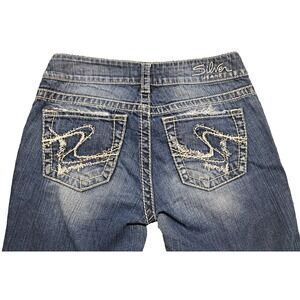 Silver Jeans Womens Sz 27 Suki Capri Thick Stitch Mid Rise Cropped Blue Denim